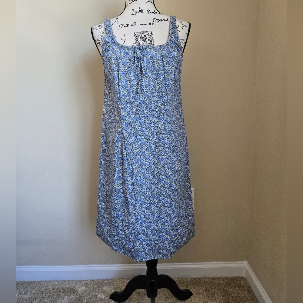 J.Crew Mini Dress Size T10 Blue Floral Babydoll Lightweight Cotton